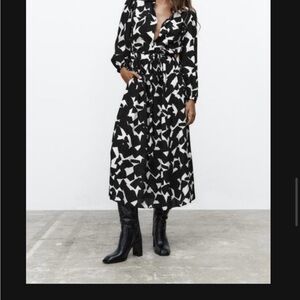 Zara Belted Printed Dress